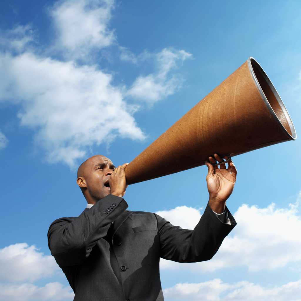 cloud man megaphone