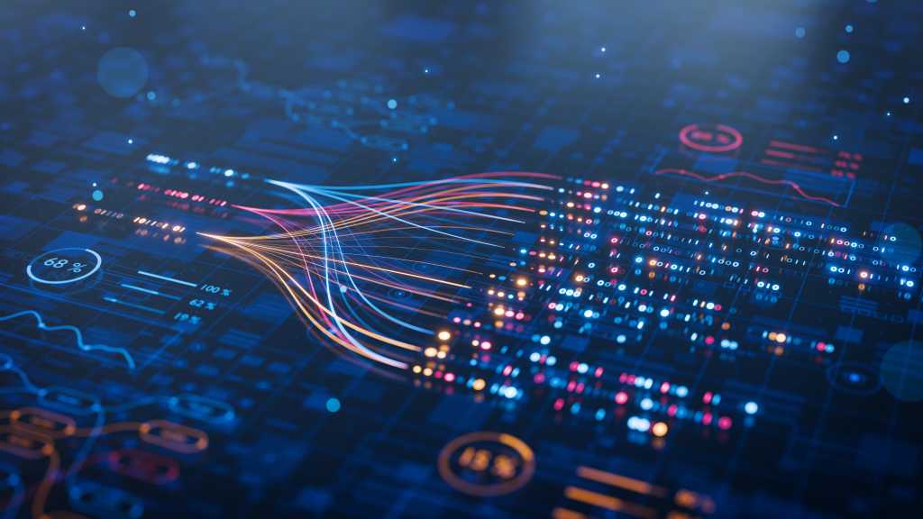 AI-driven technology powers automation and big data workflows, enabling analysis through neural networks and data analytics for business intelligence, predictive insights, and process optimization.